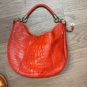Brahmin Crocodile-Embossed Leather Hobo Bag
